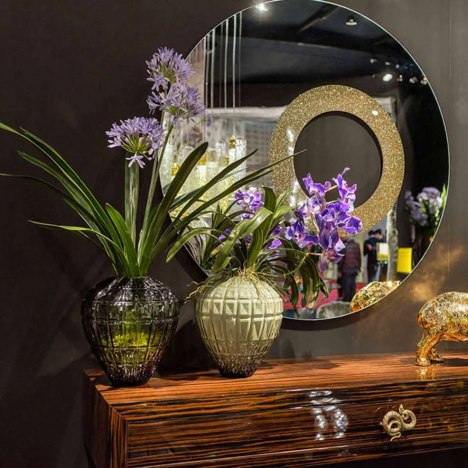 Vaso Elegante per Interni in Vetro Lavorato a Mano Made in Italy - Clarabella Viadurini