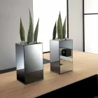 Vaso Freestanding Geometrico a Specchio e Struttura in Legno e Acciaio - Ghenna Viadurini