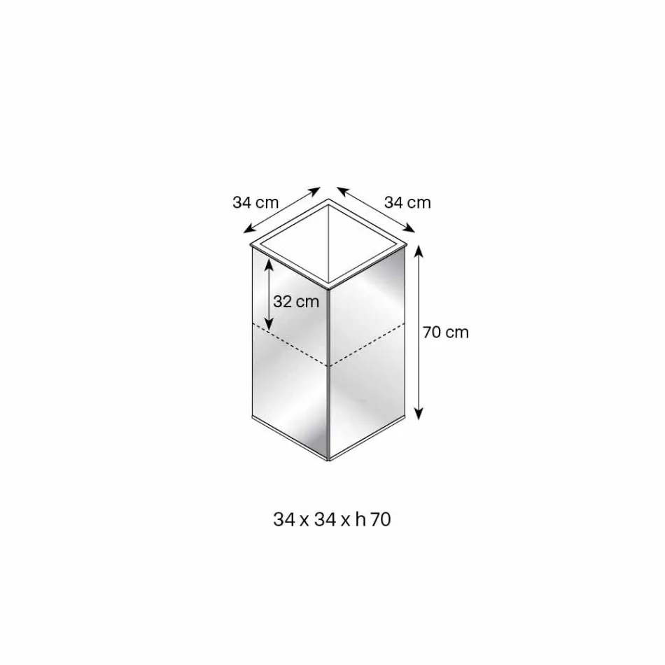 Vaso Freestanding Geometrico a Specchio e Struttura in Legno e Acciaio - Ghenna Viadurini