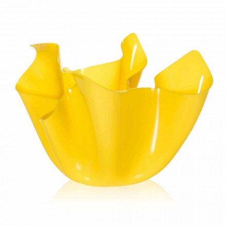 Vaso giallo da interno/esterno design dappreggiato Pina, made in Italy Viadurini