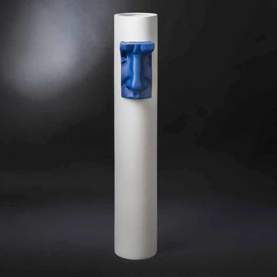 Vaso in Ceramica Bianca con Inserto Colorato Realizzato a Mano in Italia - Monte Viadurini