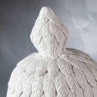 Vaso in Ceramica Bianca di Design con Decoro Realizzato a Mano in Italia - Verio Viadurini