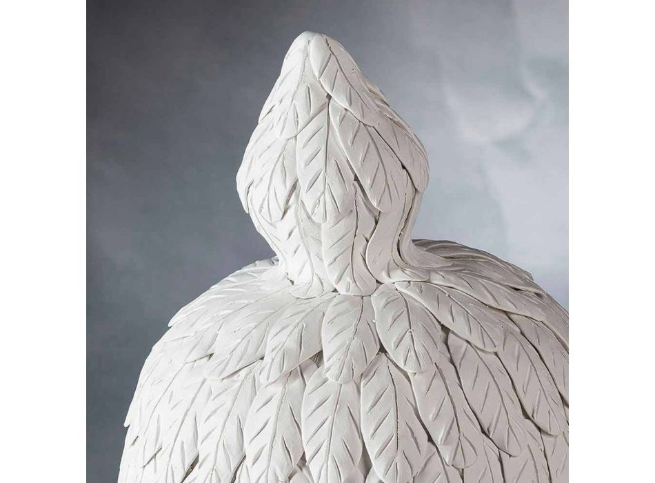 Vaso in Ceramica Bianca di Design con Decoro Realizzato a Mano in Italia - Verio Viadurini