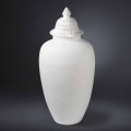 Vaso in Ceramica Bianca di Design con Decoro Realizzato a Mano in Italia - Verio