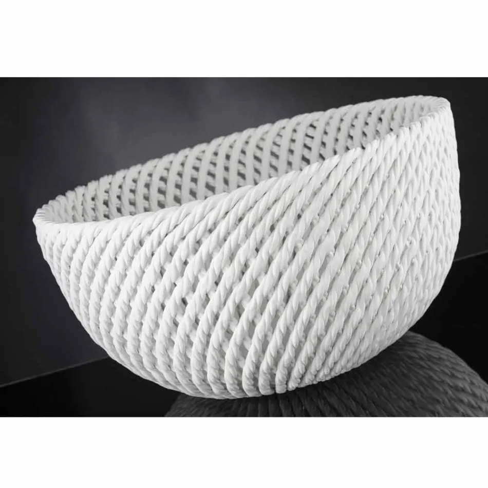 Vaso in Ceramica Lavorata a Mano con Trama Intrecciata Made in Italy - Napoleone Viadurini