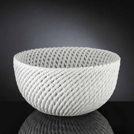 Vaso in Ceramica Lavorata a Mano con Trama Intrecciata Made in Italy - Napoleone Viadurini