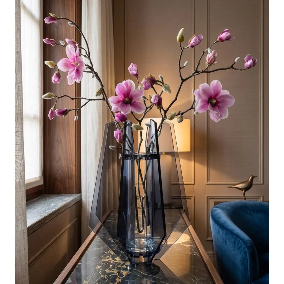 Vaso in Metacrilato Fumè e Vetro dal Design Elegante Made in Italy - Vetria Viadurini