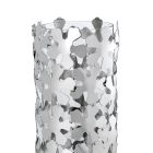 Vaso in Metallo Argentato e Vetro Design Elegante Cilindrico con Fiori - Megghy Viadurini