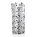 Vaso in Metallo Argentato e Vetro Design Elegante Cilindrico con Fiori - Megghy