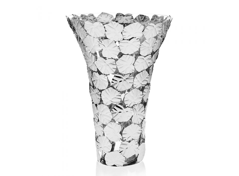 Vaso in Vetro e Metallo Argentato con Decoro Geometrico di Lusso - Chirico Viadurini