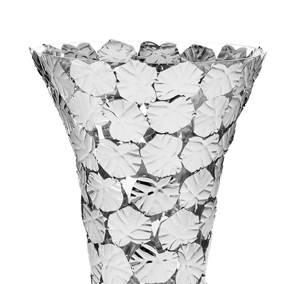 Vaso in Vetro e Metallo Argentato con Decoro Geometrico di Lusso - Chirico Viadurini