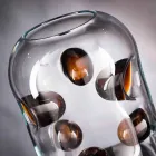 Vaso in Vetro Soffiato di Murano con Dettagli Colorati Made in Italy - Trapani Viadurini