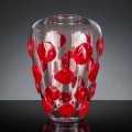 Vaso in Vetro Soffiato di Murano Trasparente e Rosso Made in Italy - Cenzo