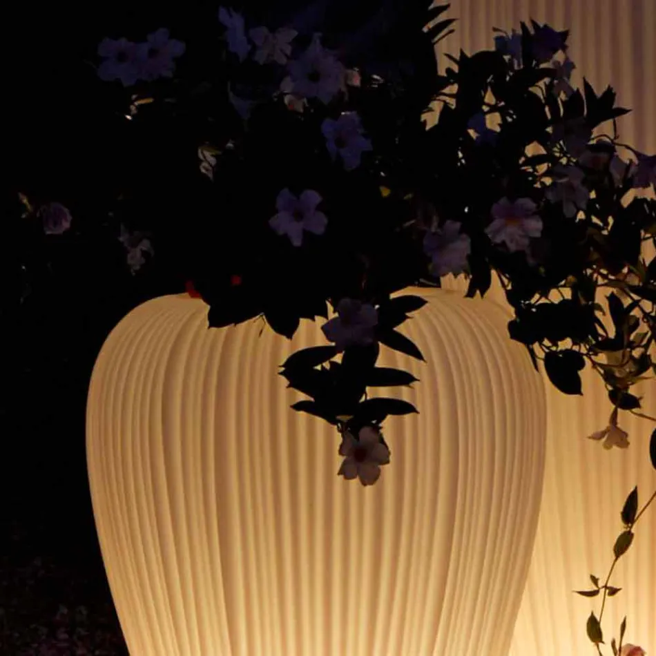 Vaso Luminoso da Esterno Design Moderno in Polietilene, 2 Pezzi - Skin by Myyour Viadurini