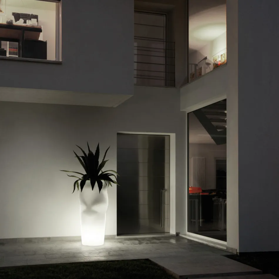 Vaso Luminoso da Esterno in Polietilene Opaco Realizzato in Italia - Fiero Viadurini