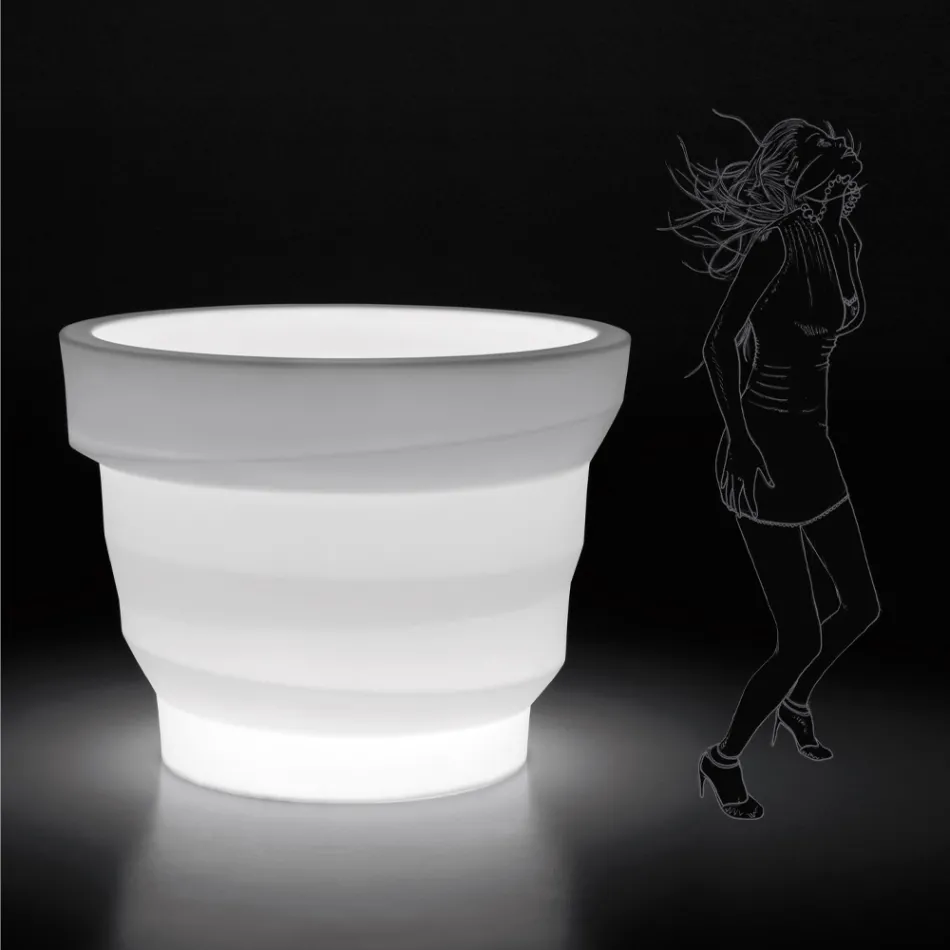 Vaso Luminoso da Giardino in Polietilene con LED Made in Italy - Poldo Viadurini