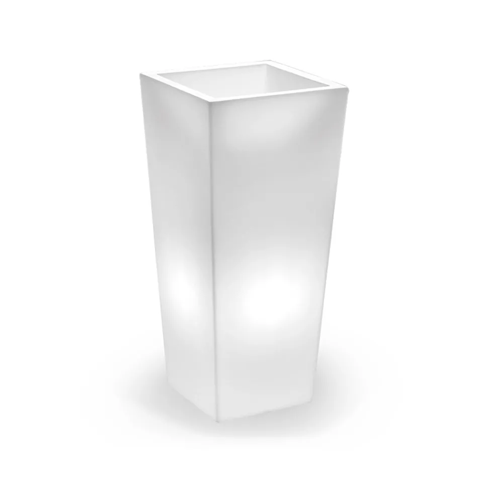 Vaso Luminoso da Interno Alto in Polietilene Bianco Made in Italy - Devid Viadurini