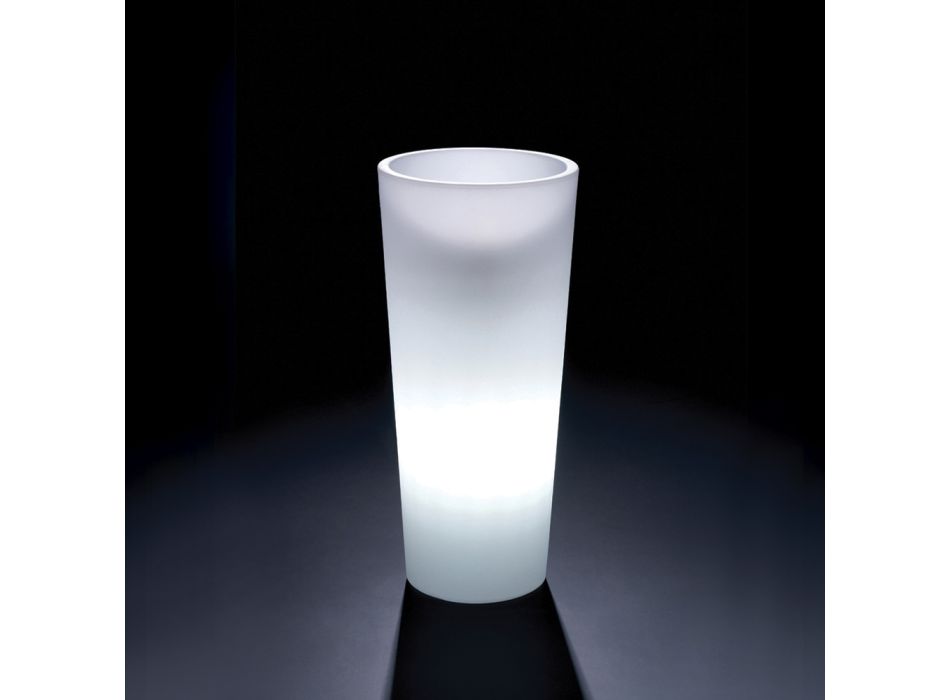 Vaso Luminoso da Interno Alto in Polietilene Bianco Made in Italy - Devid Viadurini
