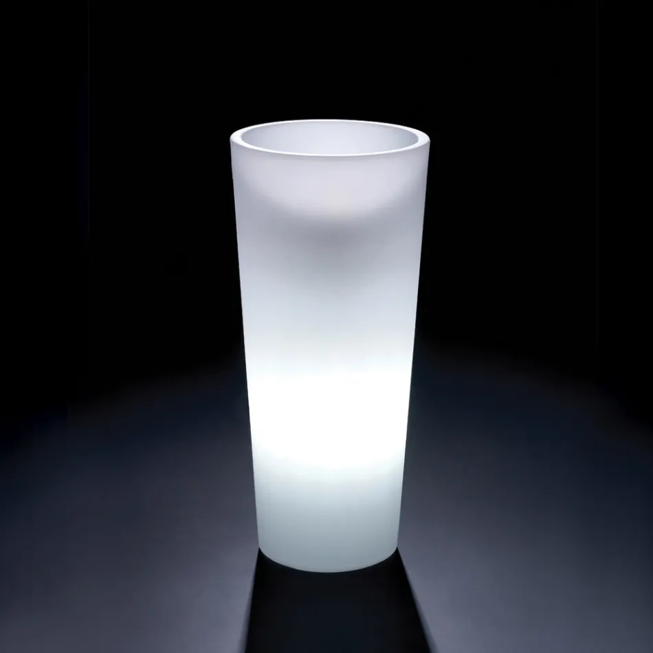Vaso Luminoso da Interno Alto in Polietilene Bianco Made in Italy - Devid Viadurini