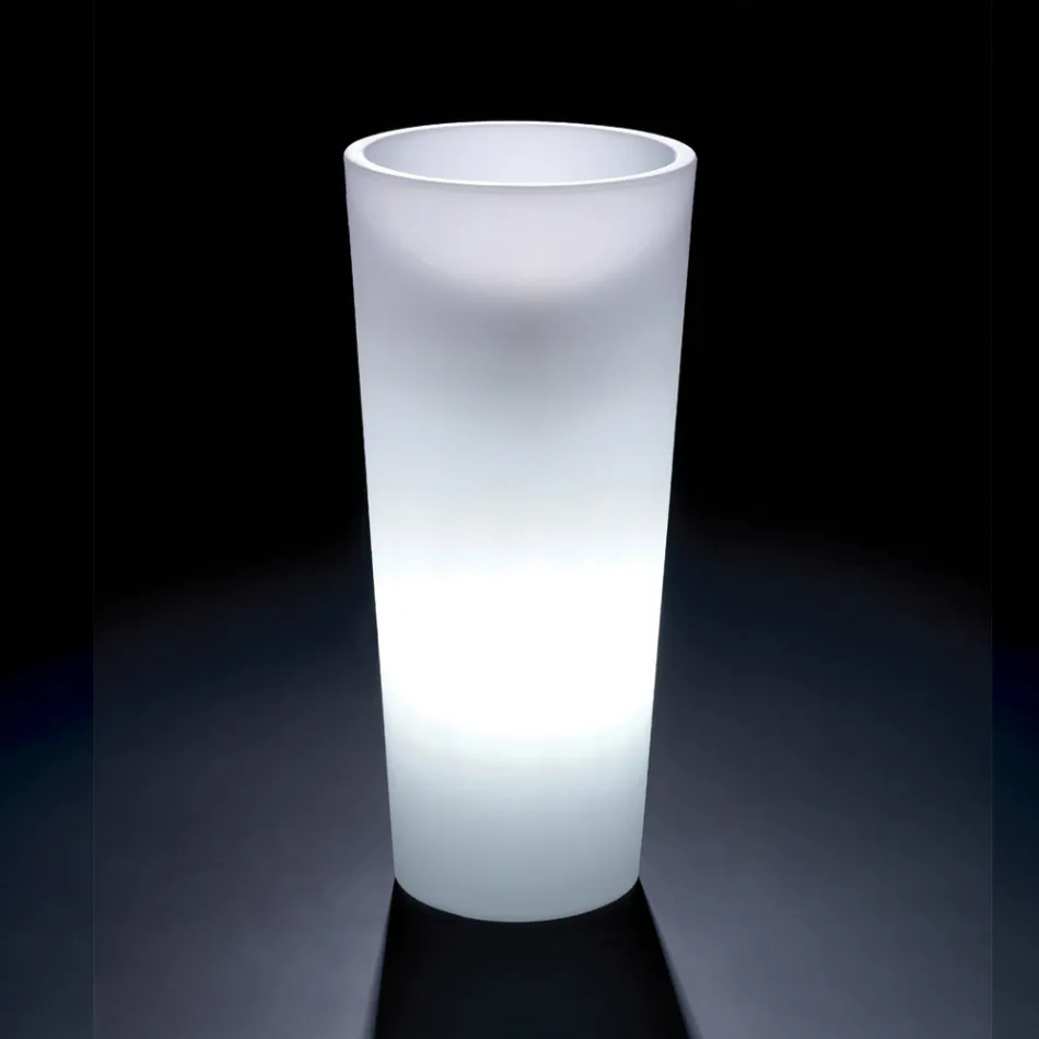 Vaso Luminoso da Interno Alto in Polietilene Bianco Made in Italy - Devid Viadurini