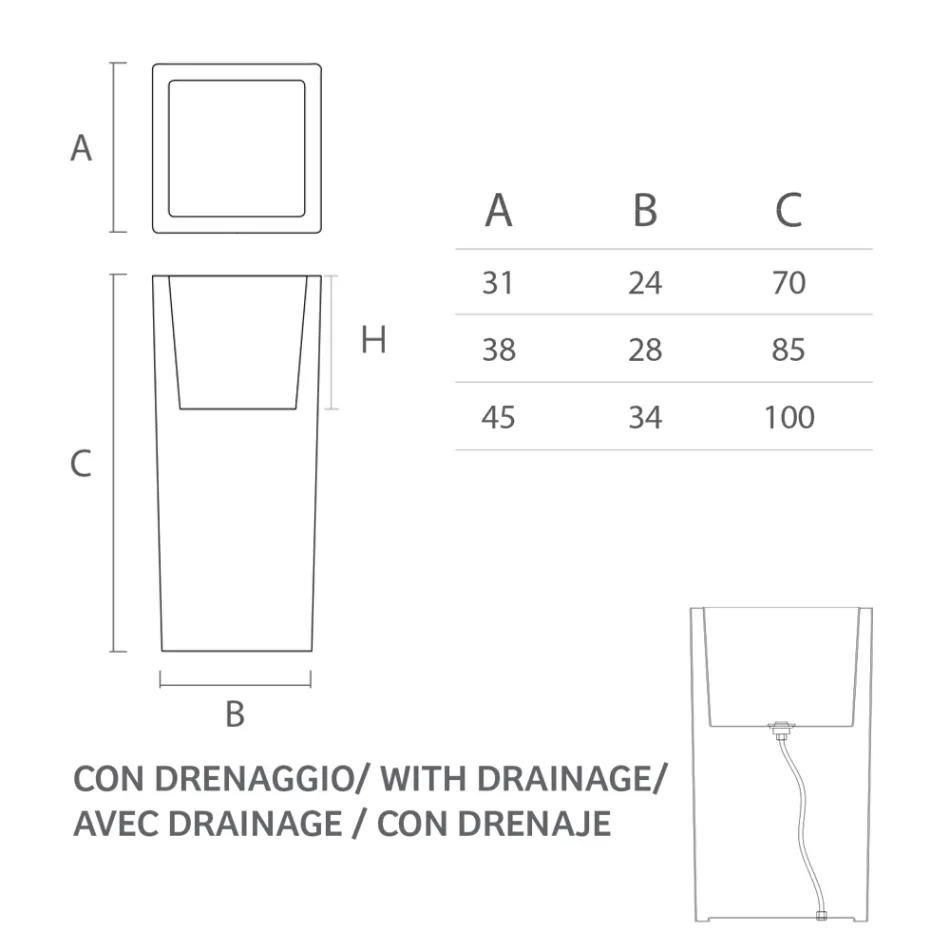 Vaso Luminoso da Interno Alto in Polietilene Bianco Made in Italy - Devid Viadurini