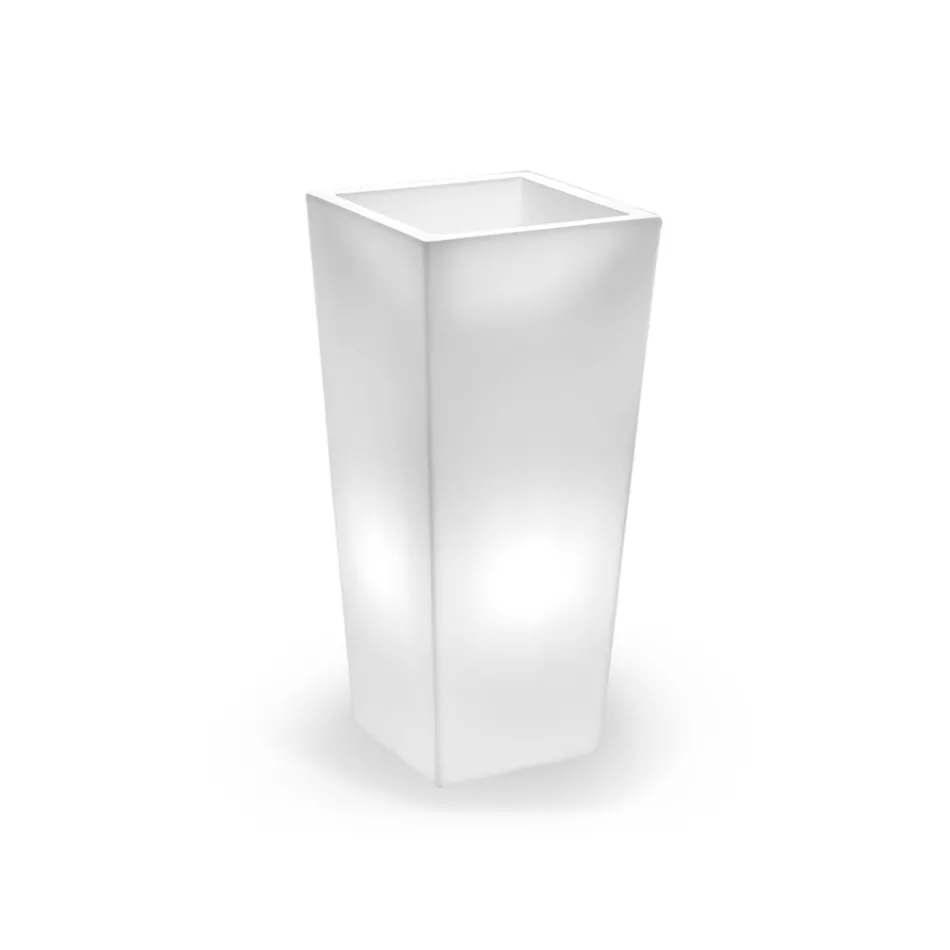 Vaso Luminoso da Interno Alto in Polietilene Bianco Made in Italy - Devid Viadurini