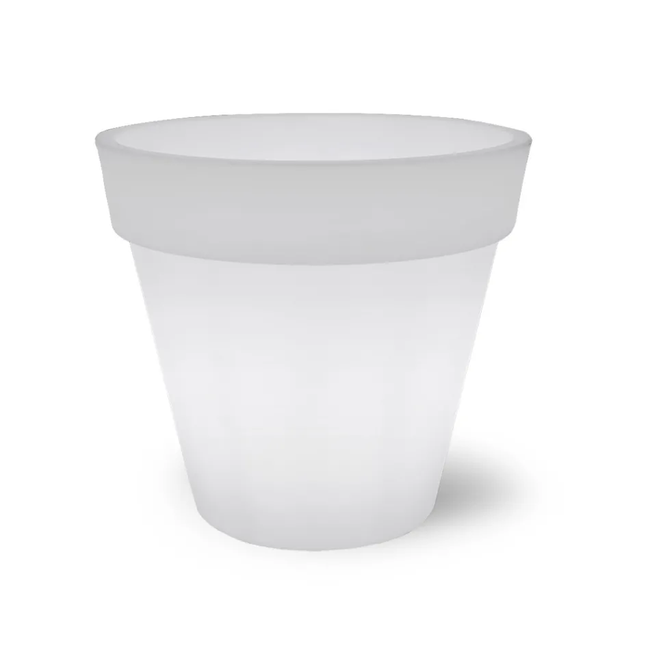 Vaso Luminoso per Esterno in Polietilene Bianco Made in Italy - Taralla Viadurini
