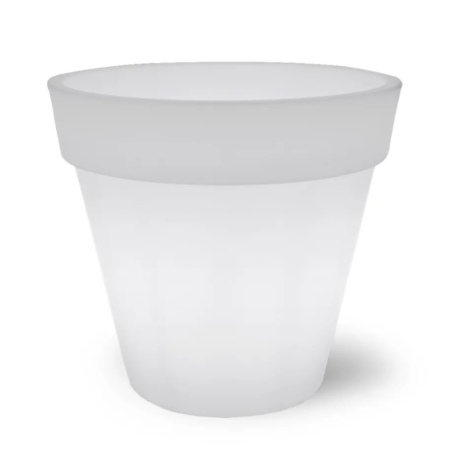 Vaso Luminoso per Esterno in Polietilene Bianco Made in Italy - Taralla Viadurini