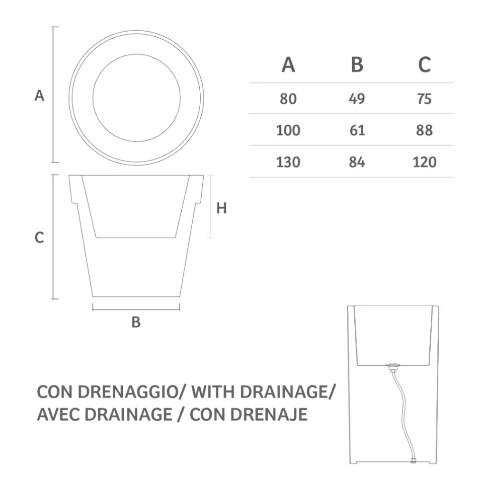 Vaso Luminoso per Esterno in Polietilene Bianco Made in Italy - Taralla Viadurini