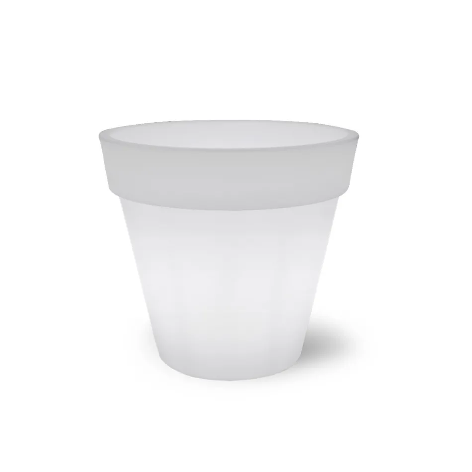 Vaso Luminoso per Esterno in Polietilene Bianco Made in Italy - Taralla Viadurini