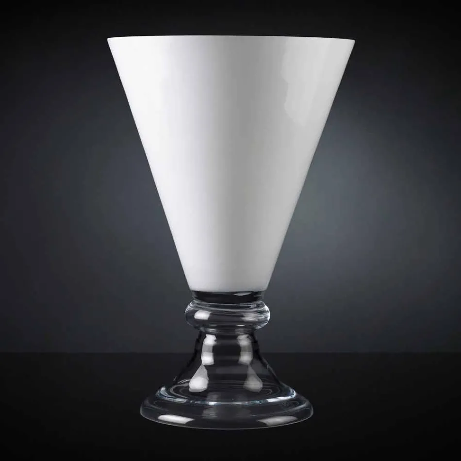 Vaso Moderno da Interno in Vetro Bianco e Trasparente Made in Italy - Romantica Viadurini
