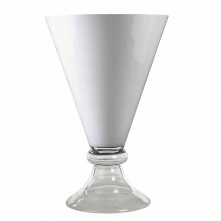 Vaso Moderno da Interno in Vetro Bianco e Trasparente Made in Italy - Romantica Viadurini