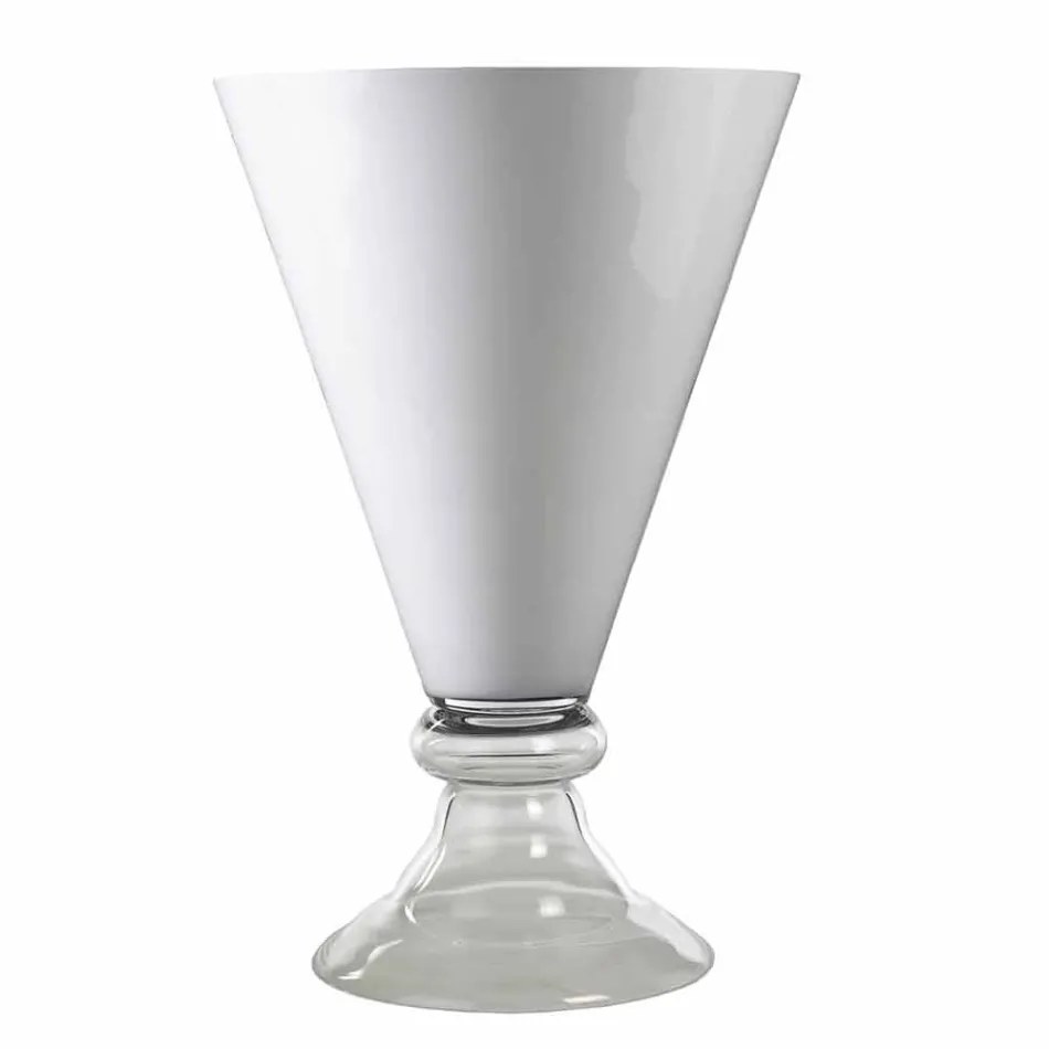 Vaso Moderno da Interno in Vetro Bianco e Trasparente Made in Italy - Romantica Viadurini