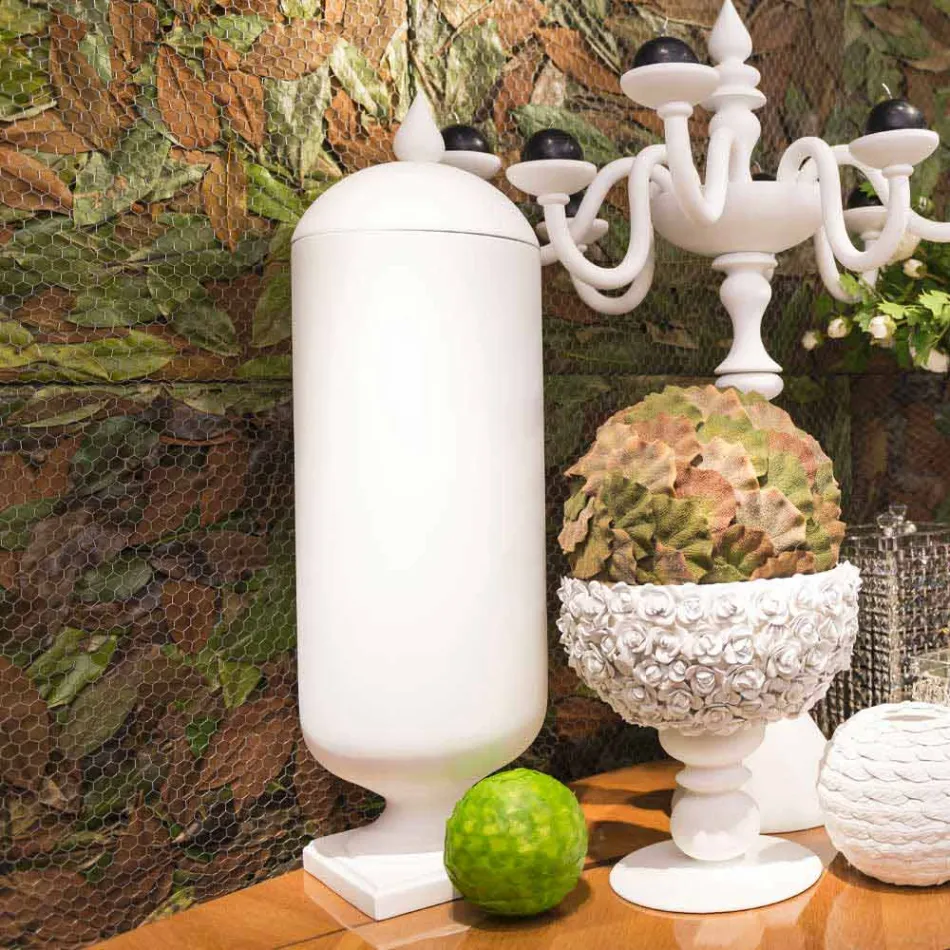 Vaso Moderno in Ceramica Bianca Lavorata a Mano Realizzato in Italia - Chantal Viadurini