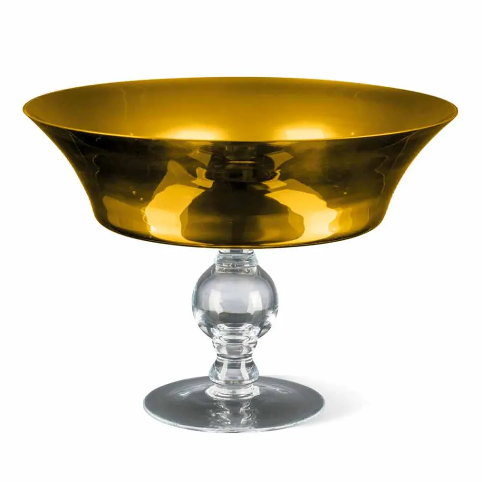 Vaso Ornamentale in Vetro Soffiato Oro e Trasparente Made in Italy - Delfino Viadurini