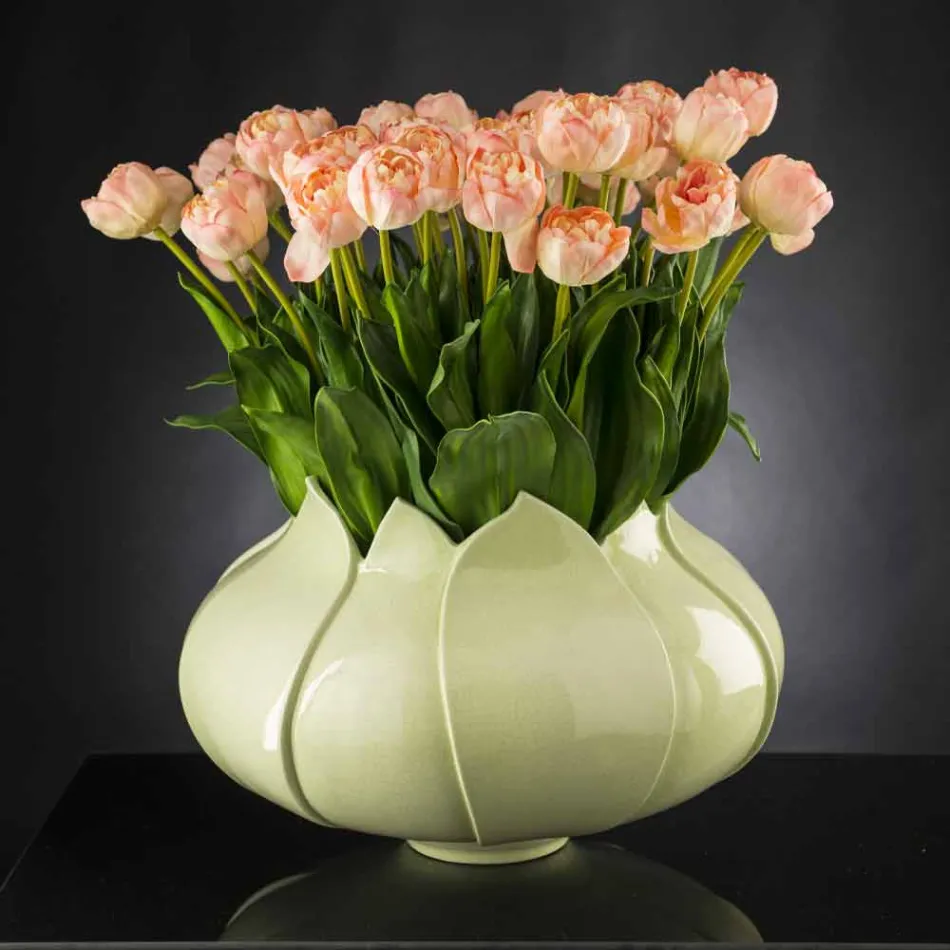 Vaso Ornamentale Moderno in Ceramica Colorata Lavorata a Mano in Italia - Onice Viadurini