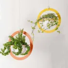 Vaso Portafiori a Sospensione in Acciaio e Ceramica Made in Italy - Leotta Viadurini