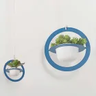 Vaso Portafiori a Sospensione in Acciaio e Ceramica Made in Italy - Leotta Viadurini