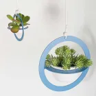 Vaso Portafiori a Sospensione in Acciaio e Ceramica Made in Italy - Leotta Viadurini