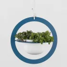 Vaso Portafiori a Sospensione in Acciaio e Ceramica Made in Italy - Leotta Viadurini