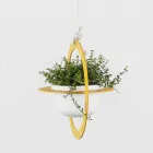 Vaso Portafiori a Sospensione in Acciaio e Ceramica Made in Italy - Leotta Viadurini