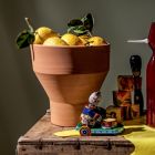 Vaso Portafiori Decorativo con Sottovaso in Terracotta Made in Italy - Lorna Viadurini
