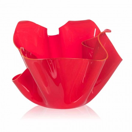 Vaso rosso da interno/esterno design dappreggiato Pina, made in Italy Viadurini
