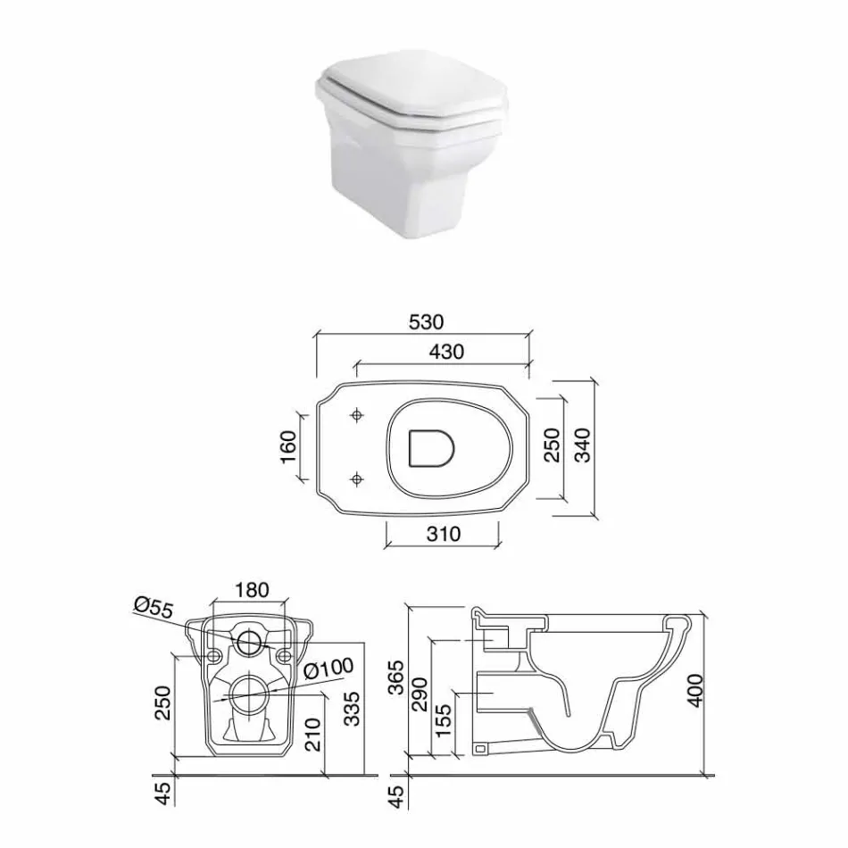 Vaso Sospeso Bianco in Ceramica Stile Classico, Made in Italy - Nausica Viadurini