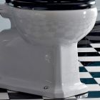 Vaso WC a Terra Cassetta in Ceramica e Sedile Nero Vintage Made in Italy – Marwa Viadurini