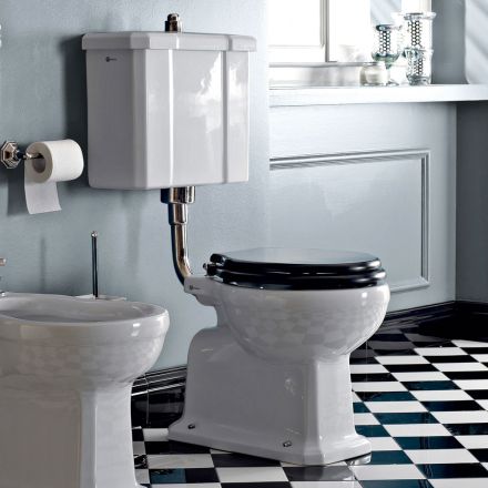 Vaso WC a Terra Cassetta in Ceramica e Sedile Nero Vintage Made in Italy – Marwa Viadurini