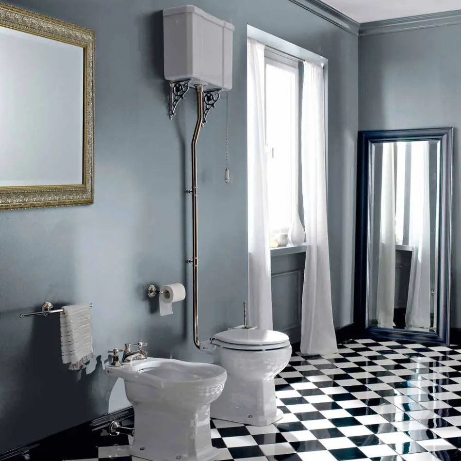 Vaso WC da Terra in Ceramica con Cassetta Made in Italy - Marwa Viadurini