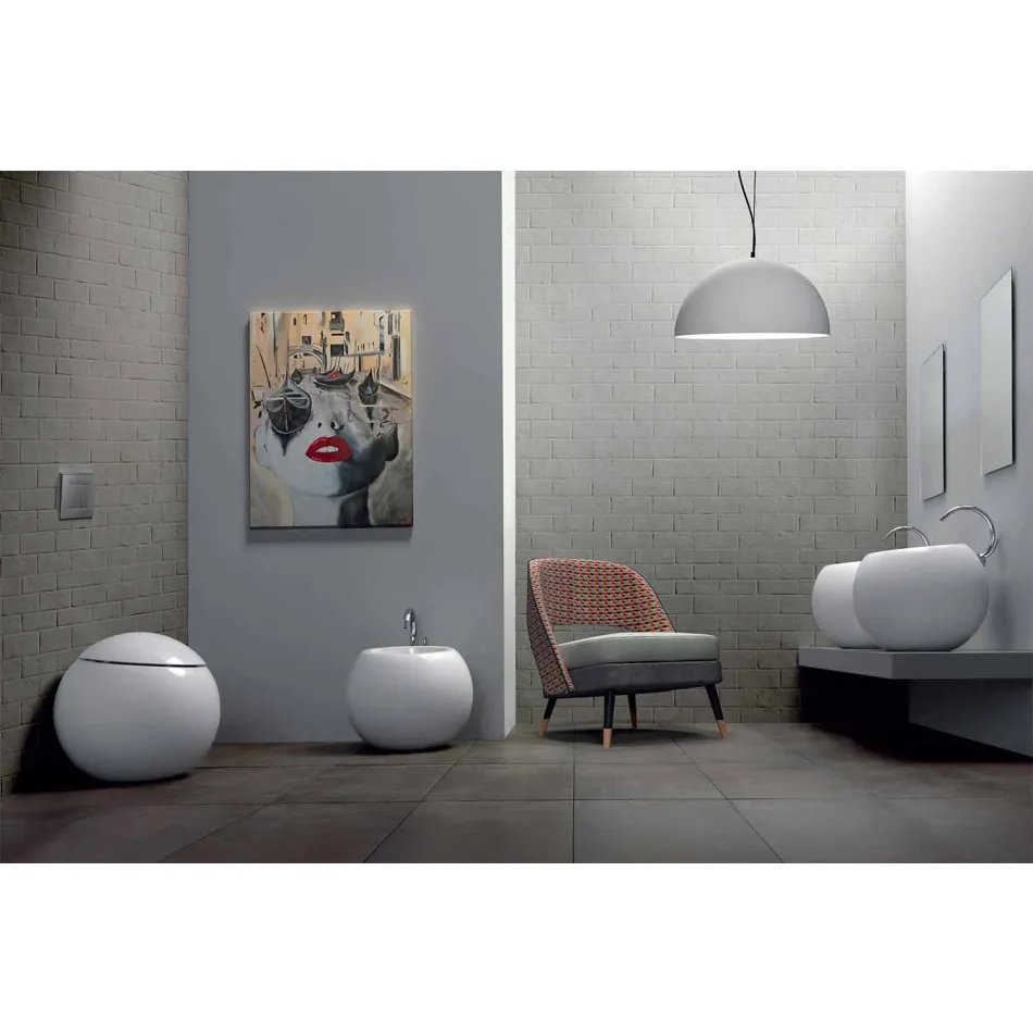 Vaso WC di Design a Sfera Fatto in Italia in Ceramica Fanna Viadurini