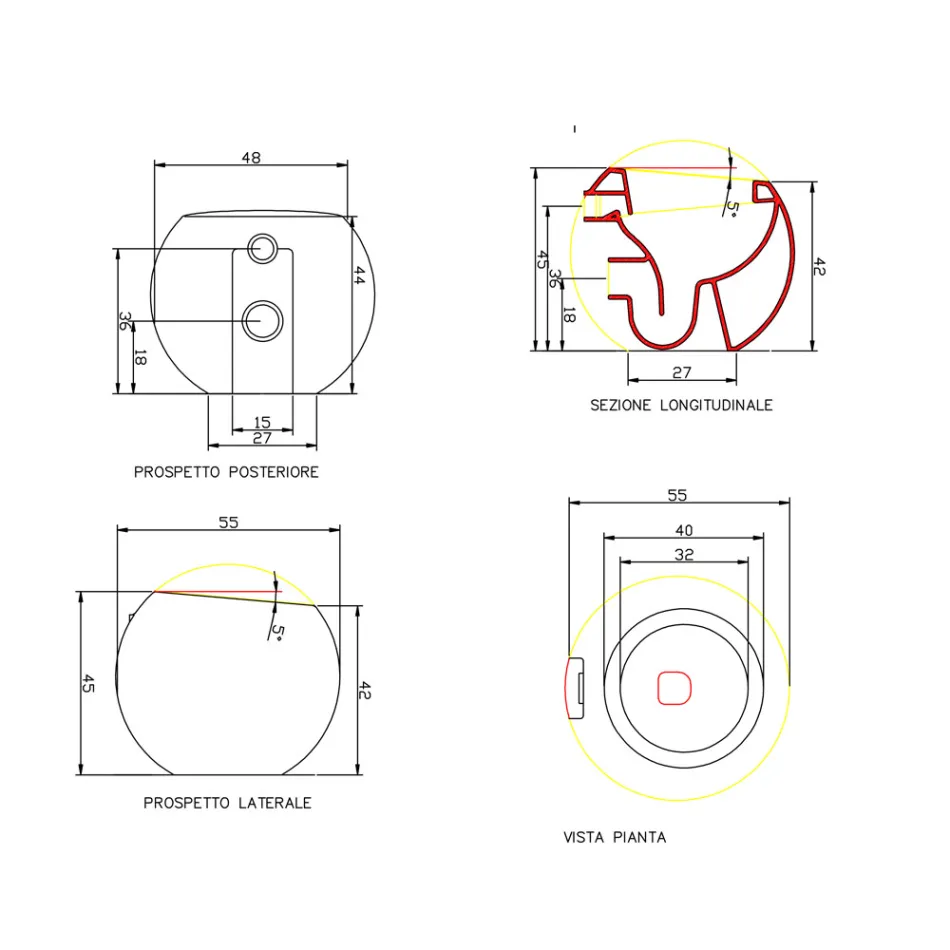 Vaso WC di Design a Sfera Fatto in Italia in Ceramica Fanna Viadurini