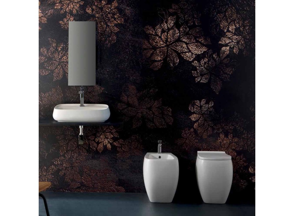 Vaso WC in ceramica bianca dal design moderno Gais, made in Italy Viadurini